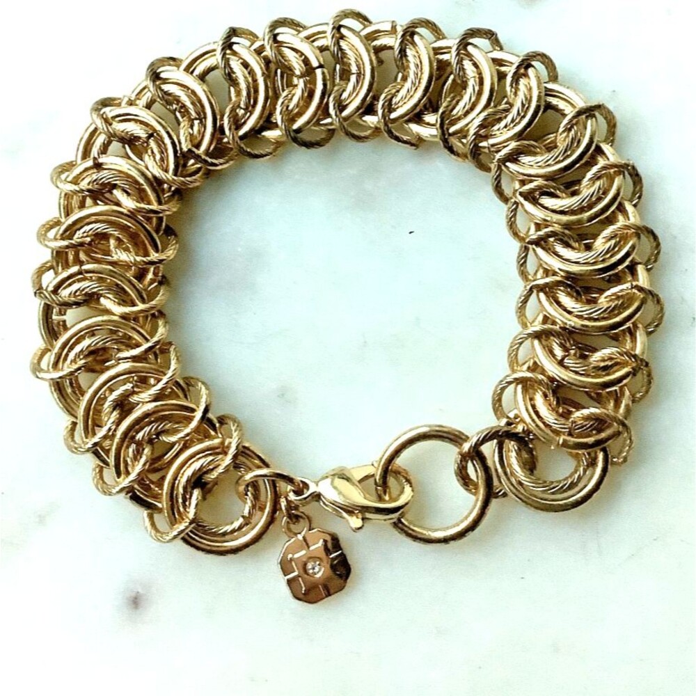 Monet Chain Bracelet Vertebrae Chainmaille Mail Byzantine Curb Chain Signed 6.5"